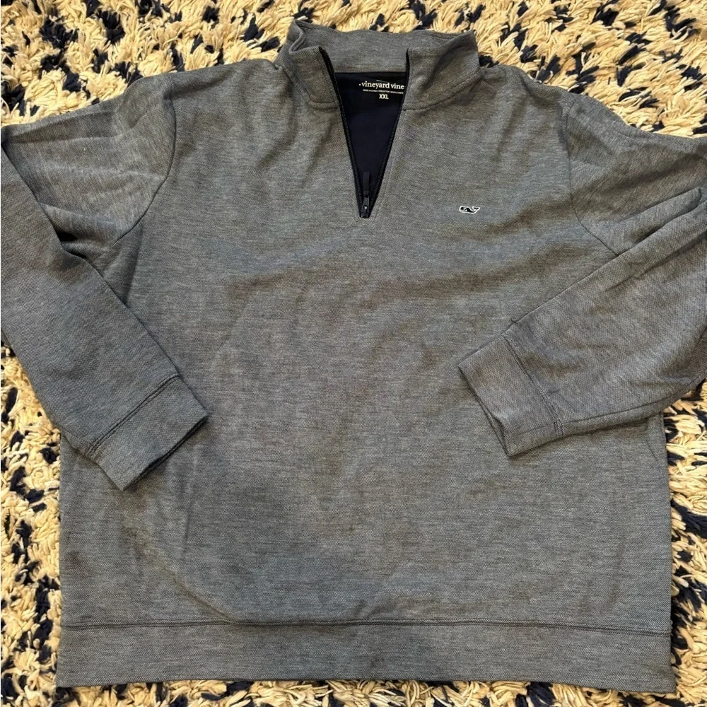 Vineyard Vines Men's Heather Gray  Saltwater 1/4 Zip Pullover size XXL Pullover
